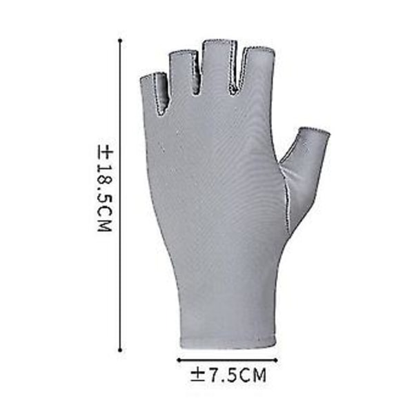 UV-skyddande halvfingerhandskar för manikyr gelnagellampa sportkörning (Ljusgrå)
