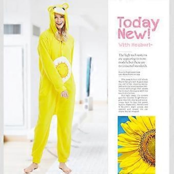 Vuxen Björn Onesie Pyjamas Cosplay Djur Hemmakläder Sovkläder Jumpsuit Kostym För Kvinnor Män (XL Gul)