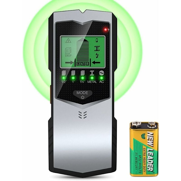 Kabeldetektor, 5 i 1 vægdetektor, LCD-display med batteri, W