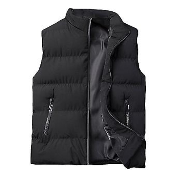 Lett, sammenleggbar dunvest uten ermer for menn - quiltet, slank puffer-vest (XL svart)