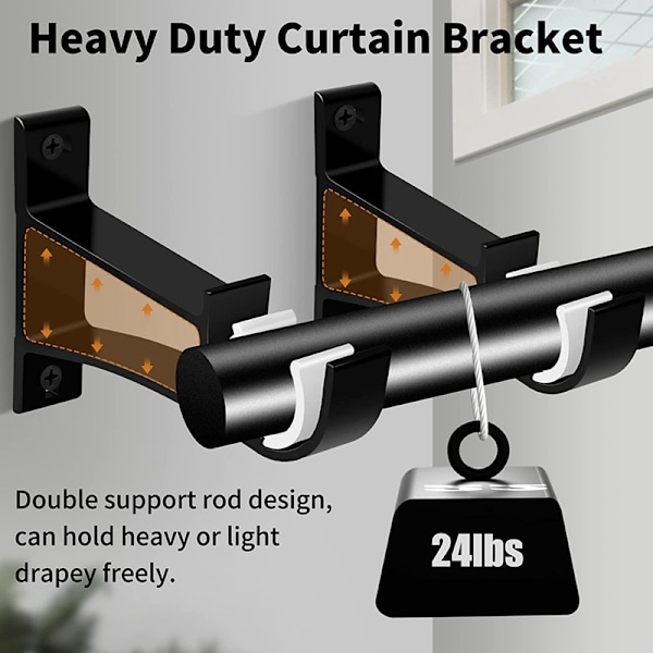 4-pack gardinstångsbeslag i aluminium, 118 cm