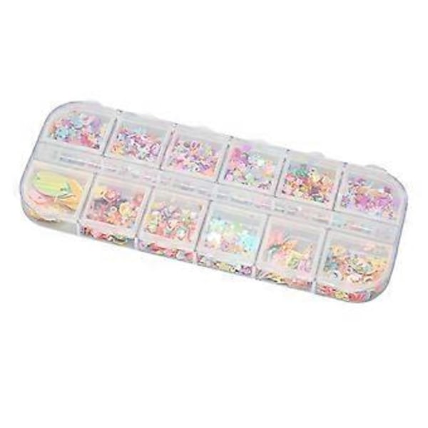 12 Fack Färgade Sekvenser 4 St Nagelglitterflingor DIY Dekaler Konfetti Konst Glitter Sekvenser( )