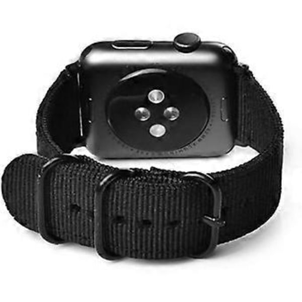 20mm Svart Universal Ballistisk Klockarmband, Nylon Canvas Vävd Ögla Ersättningsarmband Spänne Fäste Justerbar Stängning för Smartklocka