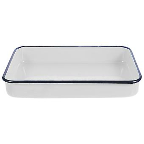 Emaljerad Ugnsform Multifunktionell Emaljerad Avlång Pajform Djup Kant Bbq Matform 30.00X20.00X5.00CM
