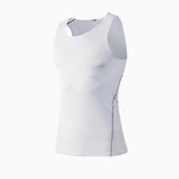 Vest Sport Tight Vest Herrar Snabbtorkande Andningsbar Elastisk Leggings Löpning Sport Undertröja Fitness Träning Fitness Topp-c(XXL Vit)