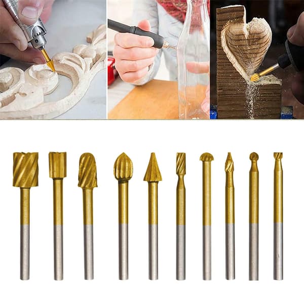 10 stk. HSS Router Carbide Graveringsbits & 10 stk. Router Bit med 1/8\"(3