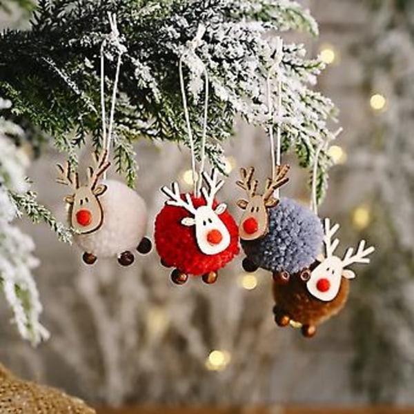 Konstgjord Hängande Blomkorg Julhänge 2D Grön Röd Krans Växt Julgran Ornament God Jul Dekoration (Liten Rådjur Grå)