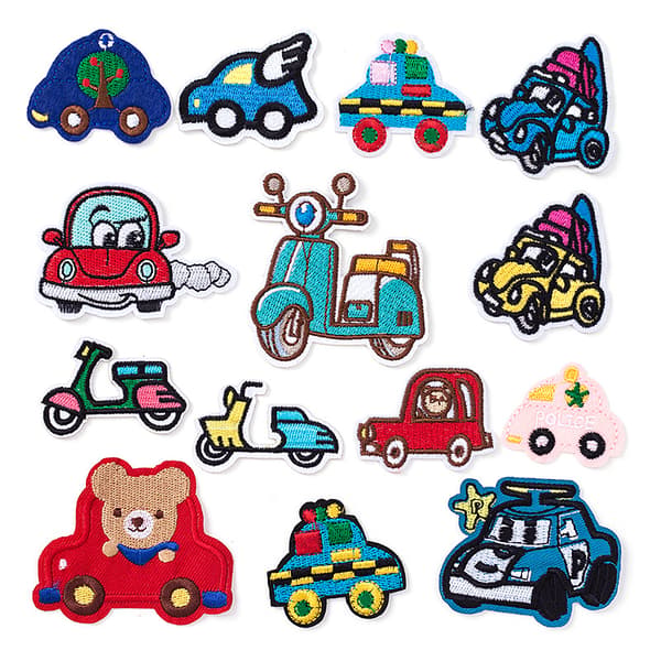 Cartoon Bil Broderad Tyg Patch Barnkläder Accessori