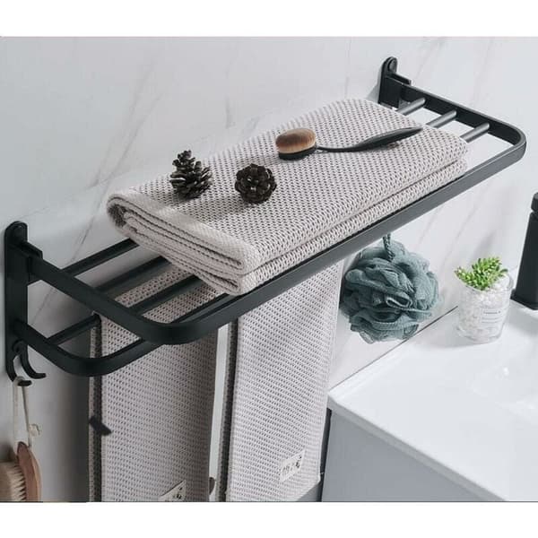 60 cm badehåndklestativ - Veggmontert dobbelt håndkleholderbord