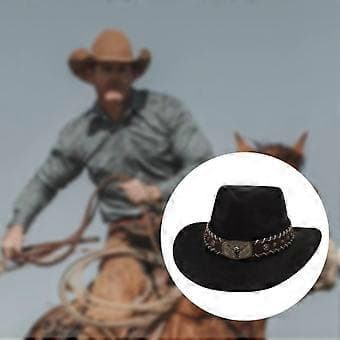 Western Cowboy Hat Vinter Efterår Solhat til Camping Gade Rejser Vandreture Fiskeri (Sort)