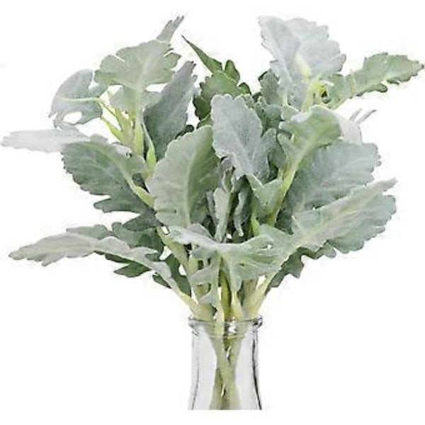 Bröllopsdekoration i lantlig stil, verklighetstrogna konstgjorda lammöronblad för hem, bröllop, gör-det-själv, Dusty Miller-stjälkar med flexibel järntrådsstjälk 33 cm, perfekt