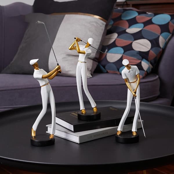 Golfspiller Statue Figurine Golf Skulptur Dekor Moderne Interiør Stue