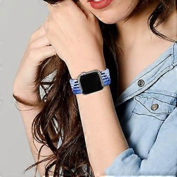 HUUOGUO Kompatibel med Apple Watch iWatch Remme 42mm/44mm/45mm - 5,5\"-8,5\" Kvinder Mænd, Justerbar Flettet Solo Loop Strækbar Elastisk Sport Armbånd