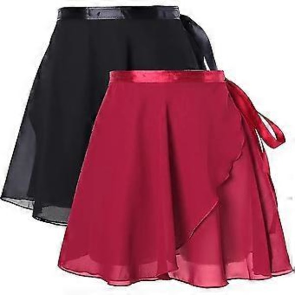 2-pack Balletkjolar för flickor, Toddler Dance Tutu med knytband, Ballerina Danskläder L-2XL -c Z (L Svart)