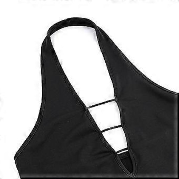 Kvinners dyp V-hals halter uten ermer tanktopp uten rygg Pullover ren farge tanktopp (L)