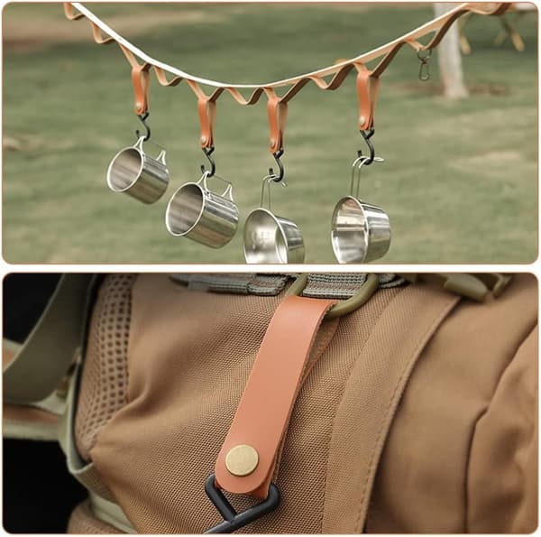 Set med 6 läder S-formade krokar, rostfria S-krokar för hängande