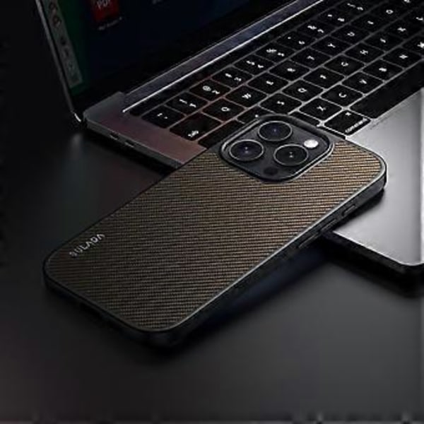 SULADA iPhone 16 Pro Cover Kompatibelt med MagSafe Metal Lens Frame PU+TPU Telefon Cover (Style B)