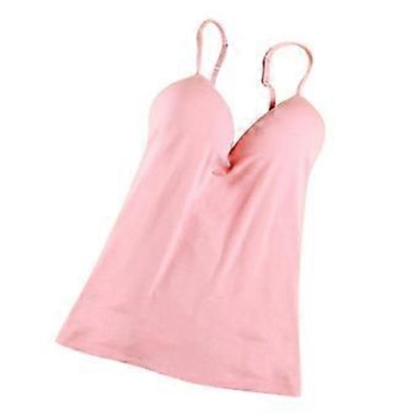 Sexiga justerbara linnen med inbyggd bh för kvinnor, camisole M Vit(Rosa)