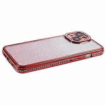 Kompatibelt TPU-skal för iPhone 15 Plus, glänsande strass, gradient glitter telefon baksida (Röd)
