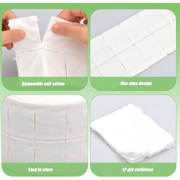 Rulle med förskurna cellulosa-pads för manikyr, set med 500 stycken