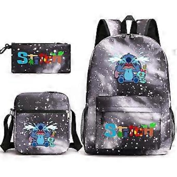 Lilo & Stitch Skolväska Ryggsäck Pennfodral Axelväska Tre-delad Set _73