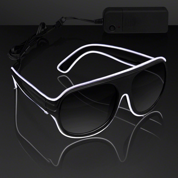 Självlysande solglasögon Aviator White EL Wire Neon LED blinkande glas