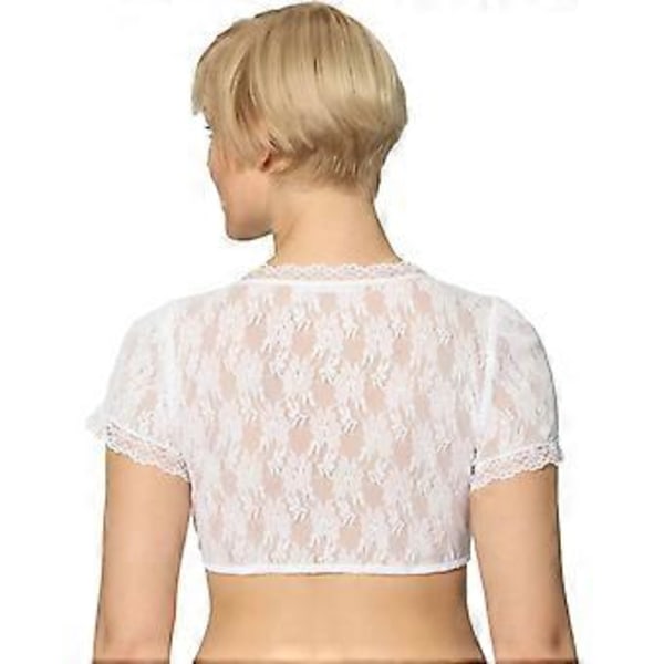 Ny HotSale Dam Elegant Dirndlblus Svart Dirndlblus Spetsblus För Oktoberfest(L Vit)