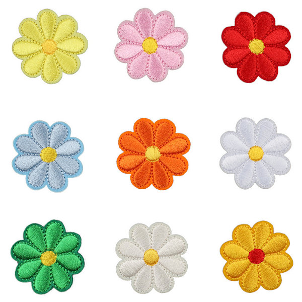 Pakke med 36 strykejern-på lapper mini broderte strykejern-på blomsterlapper for