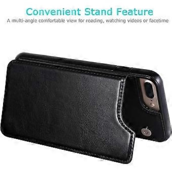 iPhone 7 Plus iPhone 8 Plus Plånboksfodral med Kortfack, KATEA Premium PU-Läder Stativ Kortfack Fodral, Dubbel Magnetisk Spänne och Hållbar Stötskydd