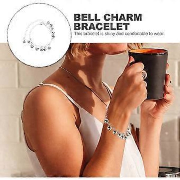 Armband med klockcharm, silverpläterad, massiv länkkäda, handledsmycke för kvinnor