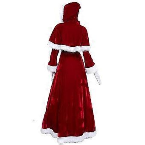 Fru Claus Kostume til Kvinder Fløjl Hættekjole Langærmet Juleklæder - JA(2XL )