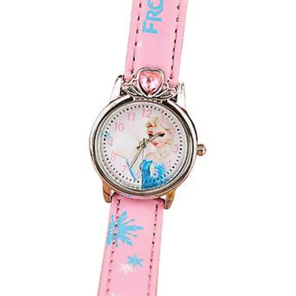 Frozen Elsa Barnklocka för Flickor, Kvarts Analog Klocka Cartoon Armbandsur Födelsedagspresenter (Rosa)