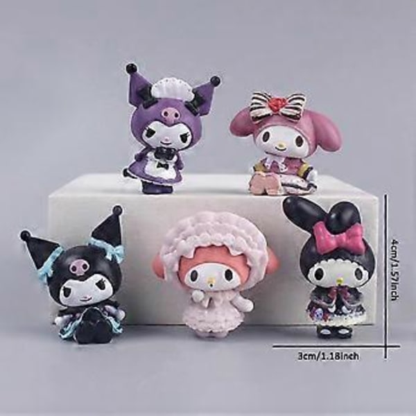 5 stk./sæt Sanrio Kuromi My Melody Anime Actionfigurer Model Figur Samling, Kage Topper Dekoration