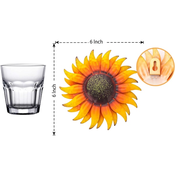 6 tum solros metallblommor väggdekor metallväggkonst dekorati