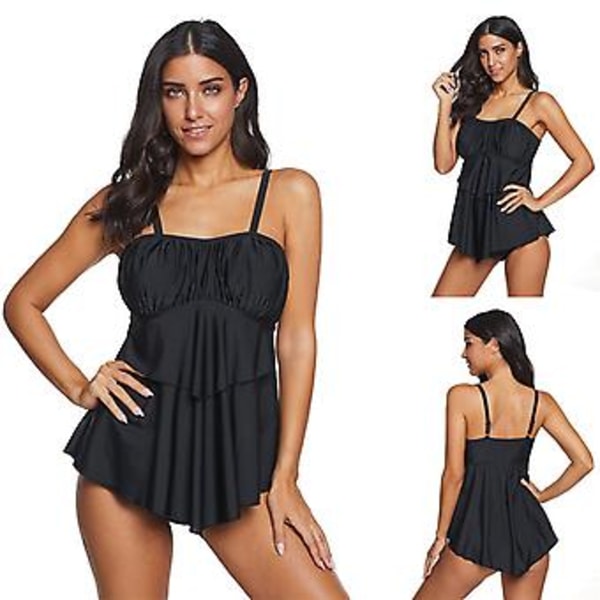 Flickors badkläder plus stor kjol delad smal look enfärgad dam bikini badkläder L
