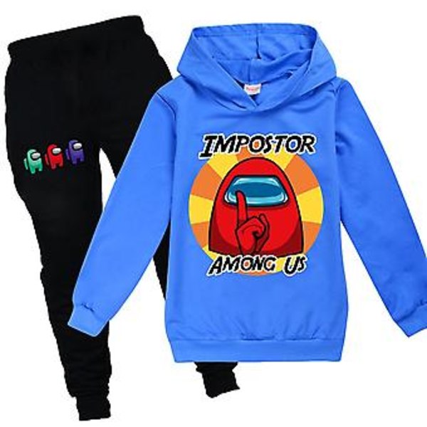 Among Us Unisex Børne Sports Hættetrøje Joggingbukser Bukser Outfit Tøj Sæt (11-12 År)