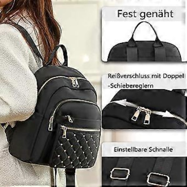 Dam Liten Elegant Axelväska i Nylon Stöldskydd Skolryggsäck Dam Ryggsäck Fritidspack Modern City Ryggsäck Handväska