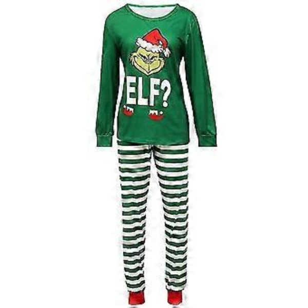 Jul Grinch Familj Matchande Pyjamas Set Topp Randiga Byxor Outfit Sovkläder Jul Hem Nattkläder För Män Kvinnor Barn -NMAOV(XL Mamma)