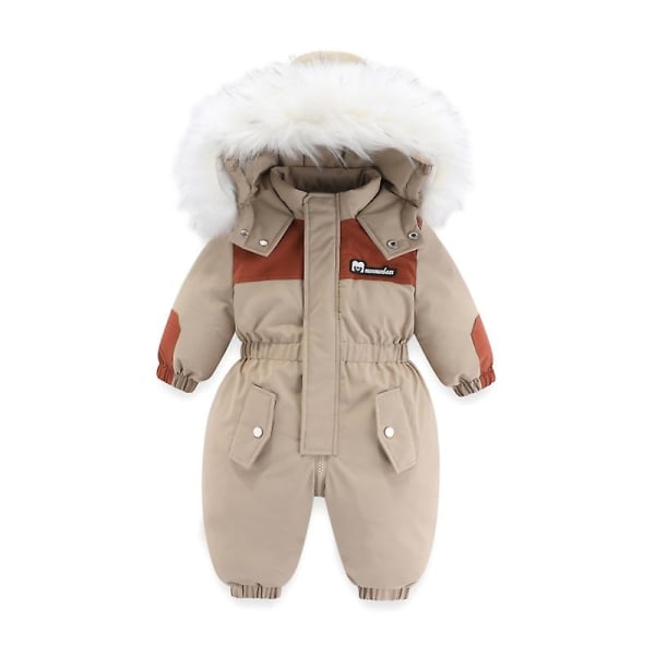 -30 Degree 2023 Winter Baby Boy Snowsuit Plus Velvet Warm Children Winter Overalls 1-5 Years Kids Jumpsuit Infant Girl Romper White 2-3Y  100