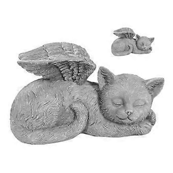 Kjæledyr Minnestatue Resin Sovende Kjæledyr Engel Hageskulptur for Kjæledyr Minnegravstein Ornament Engel Katt
