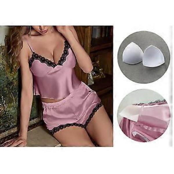 Strop Pyjamas og Shorts Sæt Blonder  Pyjamas Sexy Justerbare Skulderstropper Pyjamas Top Dyb V-hals Strop BH Lingeri Nattøj (XL lilla)