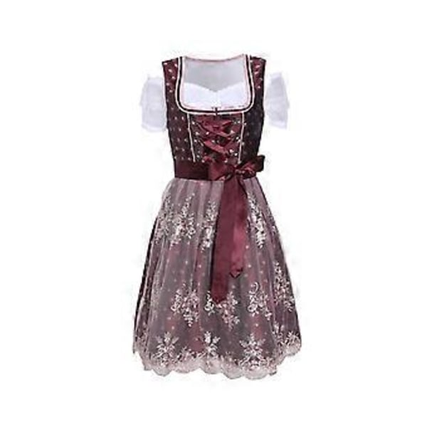 Clearlove Dirndl Naisten Midi Pukukokonaisuus 3-osainen Sisältää Dirndl-mekon, Dirndl-esiliinan ja Dirndl-puseron Oktoberfestiin, 50% Tarjous (40)