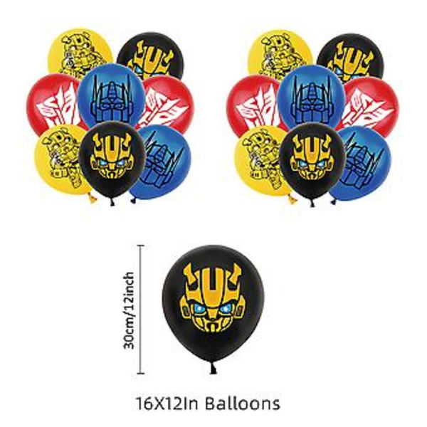 Transformers Barnkalas Dekorationer Set Ballonger Banner Tårta Topper Tillbehör Kit ( )