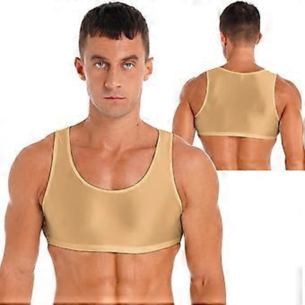 Miesten hihaton lihaspuolikas T-paita Perus Tank Top Crop Topit Fitness Kuntosali Urheiluliivit (L kahvi)