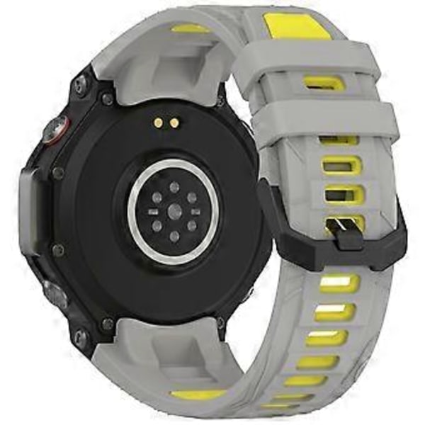 Huami Amazfit T-Rex 3 -kellon ranneke, kaksivärinen silikoninen hengittävä urheiluranneke - Harmaa+Keltainen (Harmaa+Keltainen)