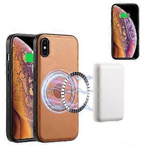 DENIOR iPhone X/XS -kuori, yhteensopiva MagSafe-latauksen kanssa, lehmännahkakuvioitu iskunkestävä puhelinkotelo ()