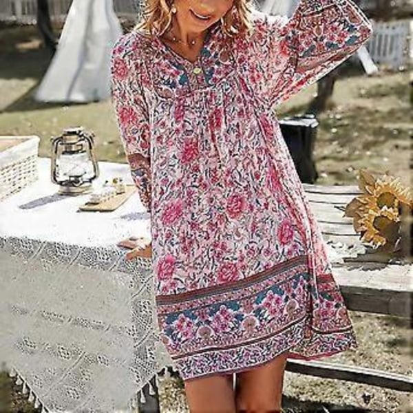 Dame Sommerkjole Korte Kjoler Boho Kjole Sommer Blomsterkjole