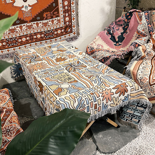 1 Stycke 160x130cm Stickad Plaidfilt Dekorerad med Fransar Bo