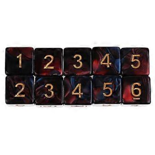 10 KPL D6 Monitahoiset Nopat DND-peliin (Sininen Punainen)