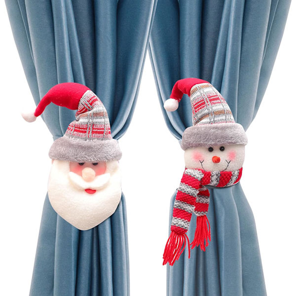 Set med 2 julgardiner kyssande snögubbe jultomte gardin c
